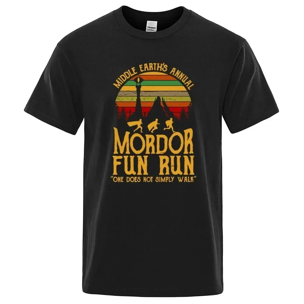 Middle Earth'S Annual Mordor Fun Run Print Short Sleeve Streetwear Oversized Tee Shirt Men Clothes summer Men's Hip Hop T-shirt