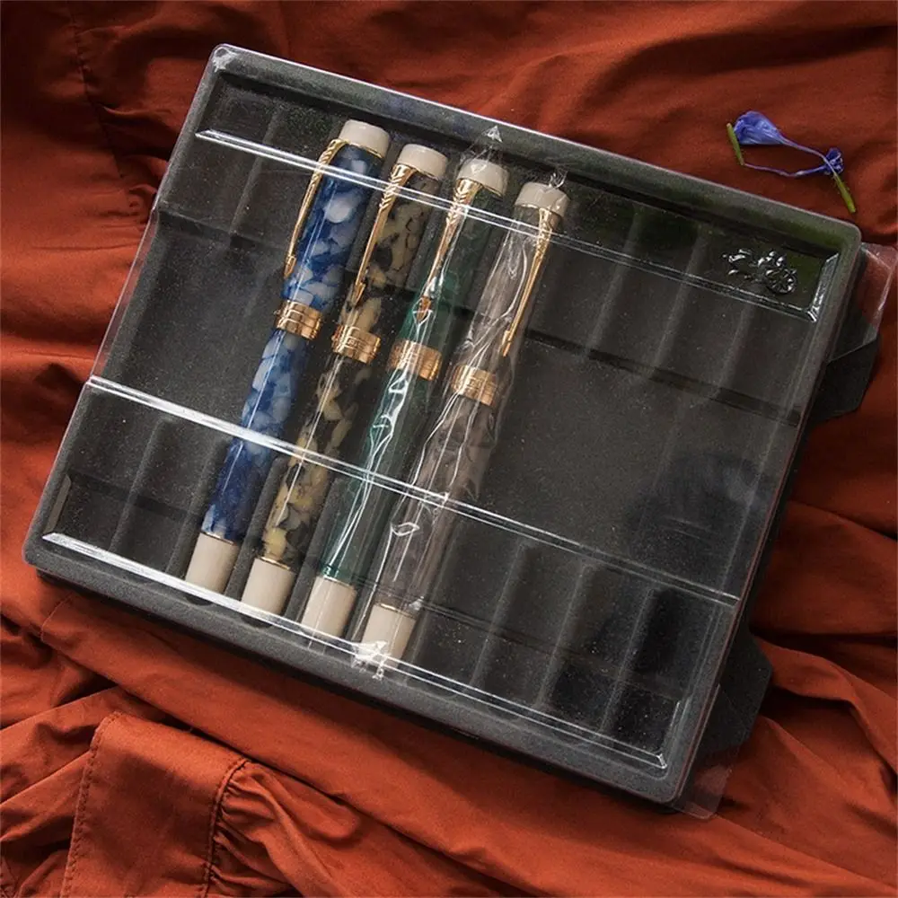 Transparent Fountain Pen Box Pen Collector Hold 10 Pens Pen Organizer Box Plastic Storage Case Pens Display Case Office Supplies