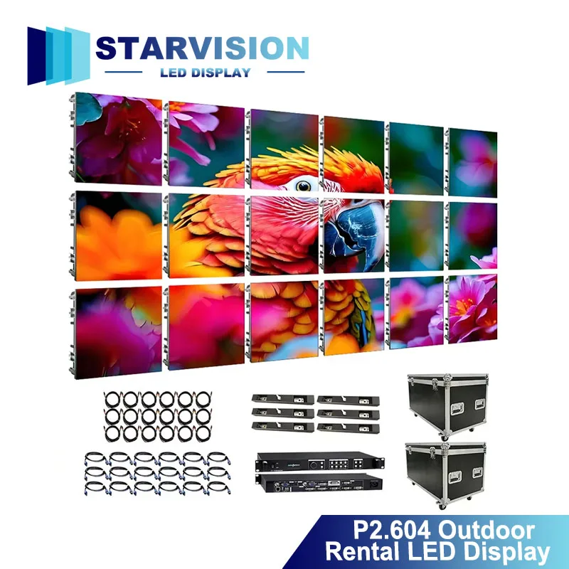 P2.604 Outdoor Indoor Rental LED Display High Brightness High Refresh Full Color LED Video Wall For Concert Stage Background
