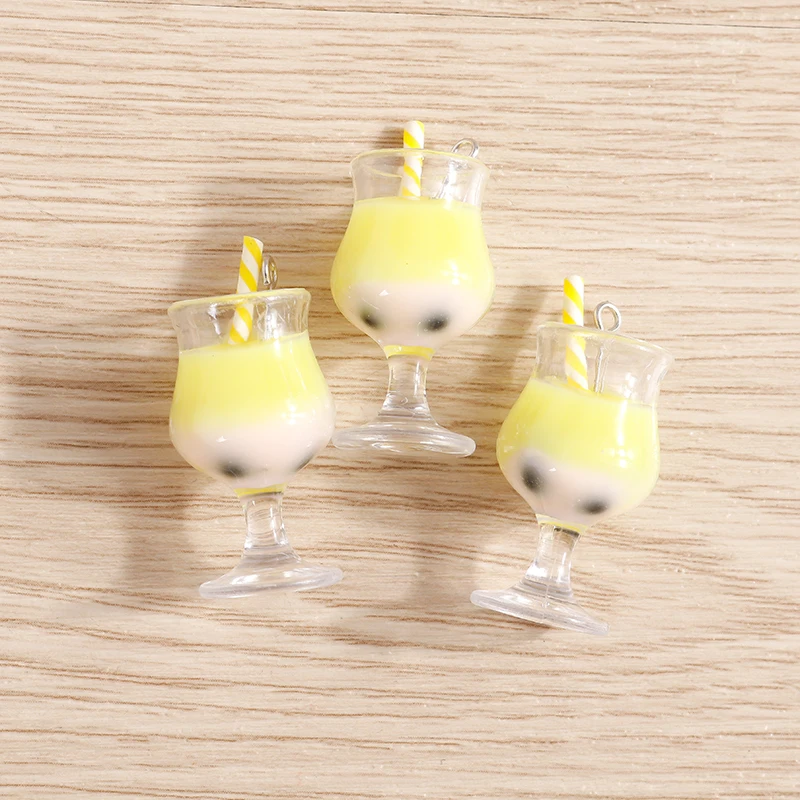 

10pcs 16x33mm Cute Drink Charms Resin Summer Milk Tea Cup Charms Pendants for Jewelry Making Earrings Necklace DIY Crafts Supply