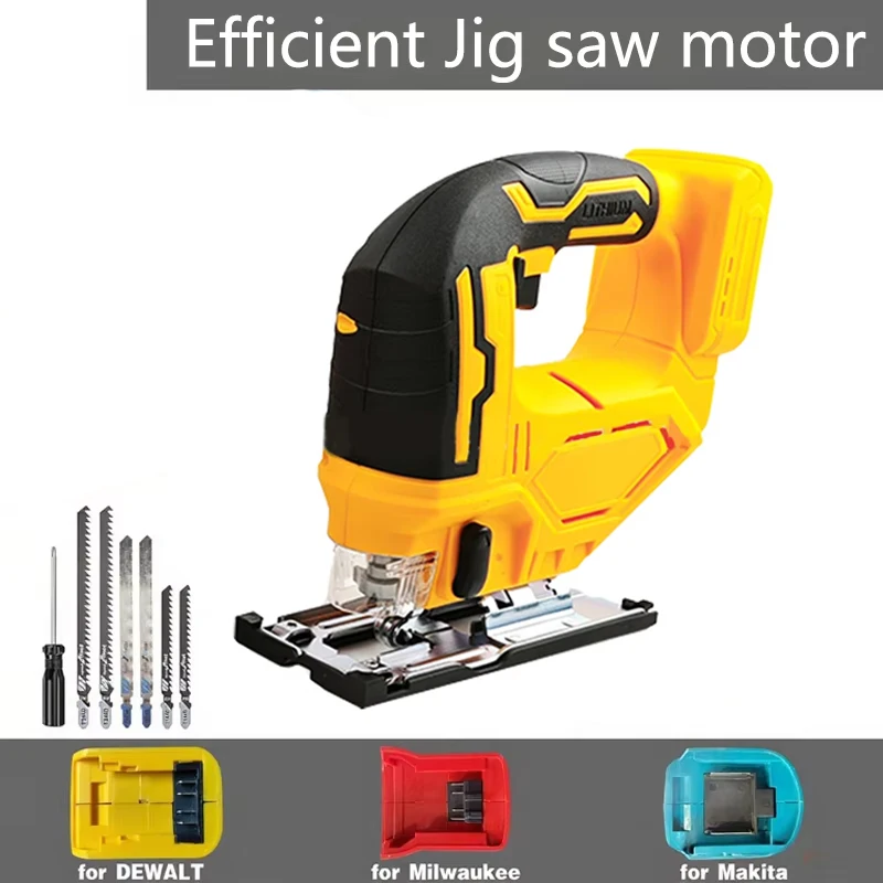 

Cordless Jig Saw Motor with LED Light & 3 Position Track Settings for Makita/Milwaukee/Dewalt 18V Battery for Wood Metal Cutting