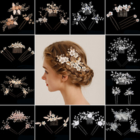 3PCS Rhinestone Alloy Hair Comb & Pin Set For Women Handmade Pearl Hair Accessories Set Princess Headdress Holiday Gift