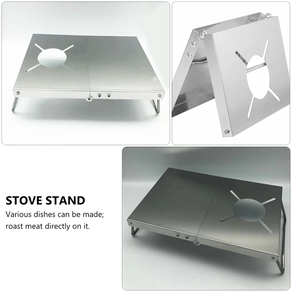 

Stainless Steel Outdoor Burner Stand Foldable Camping Stove Rack Portable Durable For Bbq Campfire With Pot Shelf Bracket