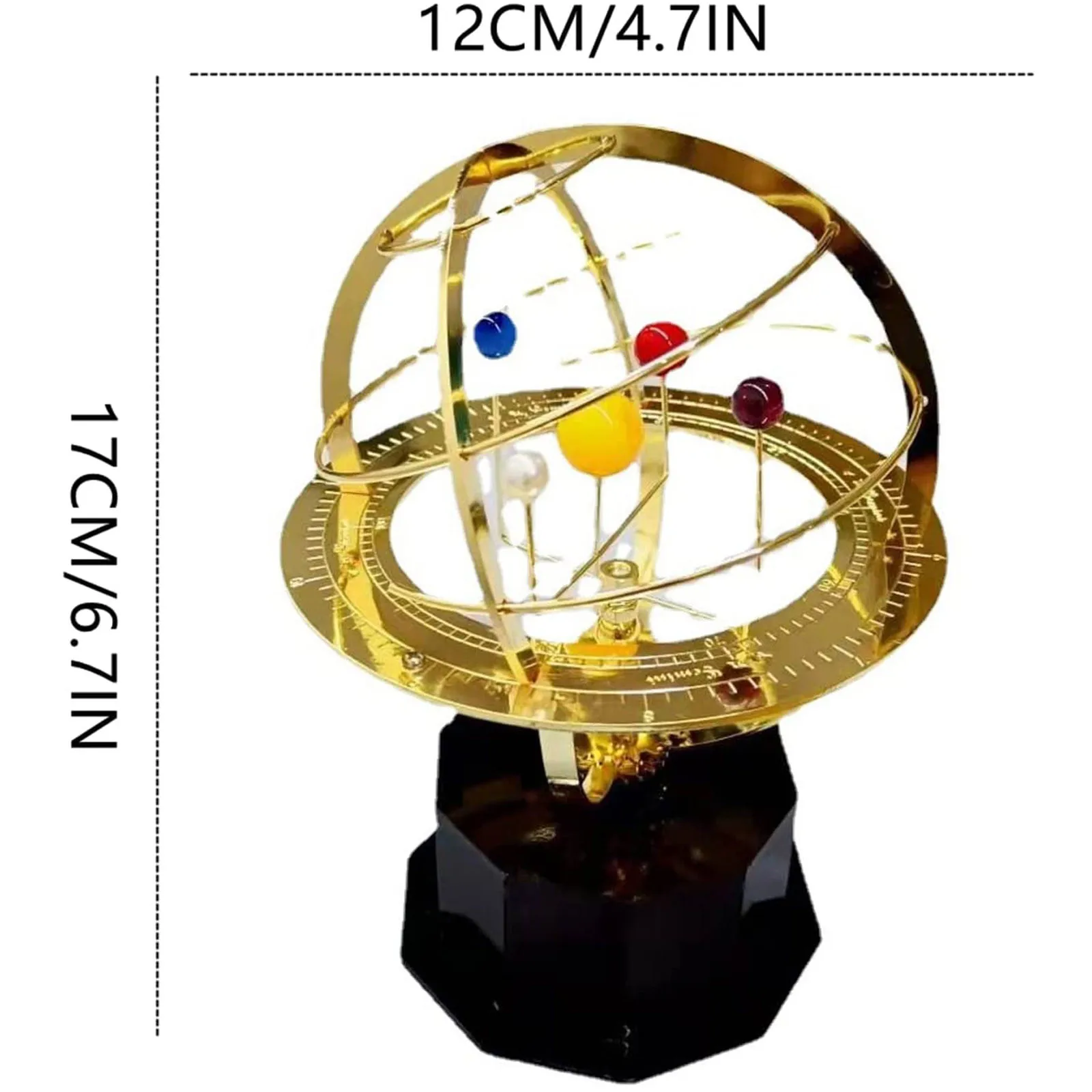 Rotating Solar System Metal Ornament, Retro Planet  Metal Model Kit, Science Art Decoration Indoor Table Ornament