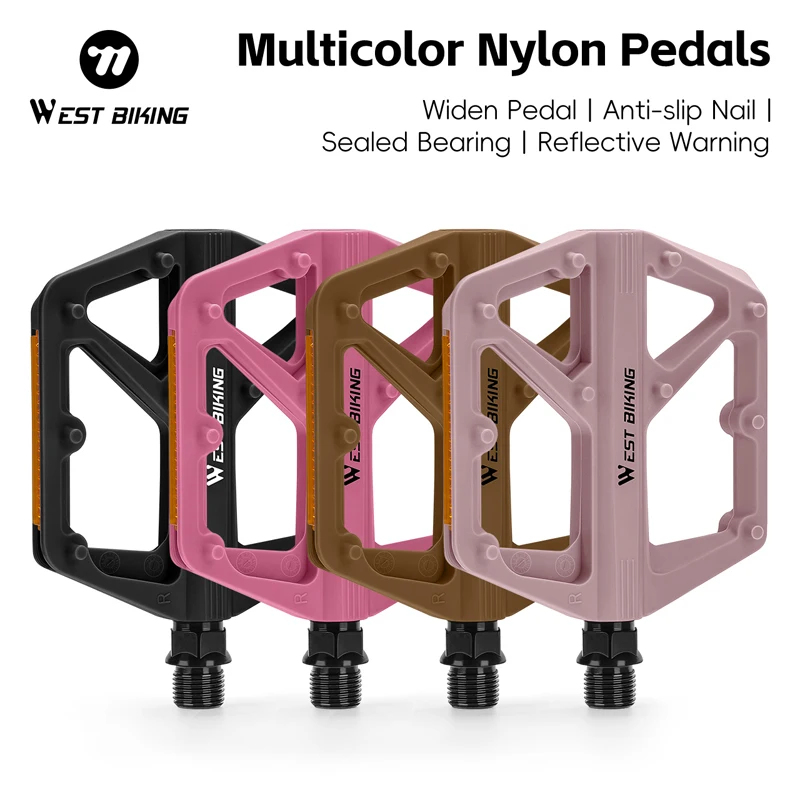

WEST BIKING Bike Pedal Nylon Fiber Widened Sealed Bearings Bicycle Platform Pedal For MTB Road Bike Ultra-Light Bike Accessories