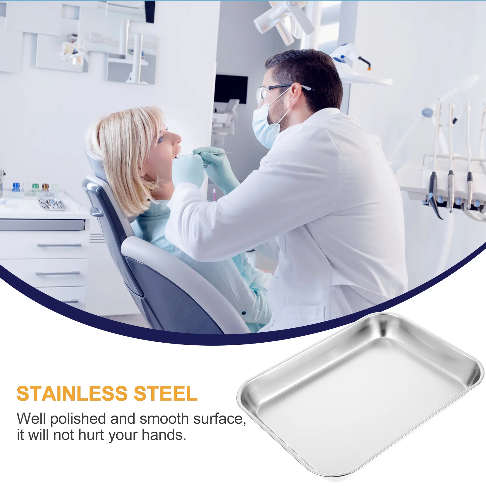 

Stainless Steel Surgical Tray Square Plate Medical Instrument Storage Medical Dressing Change Tray