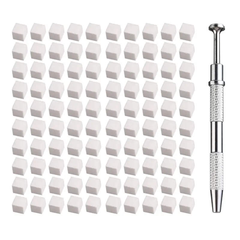 ABIT 100 PCS Nail Art Stamper Tools Nail Art Sponge Soft Sponges Color Fade Manicure White & Silver DIY Nail Sponge Gripper Tool