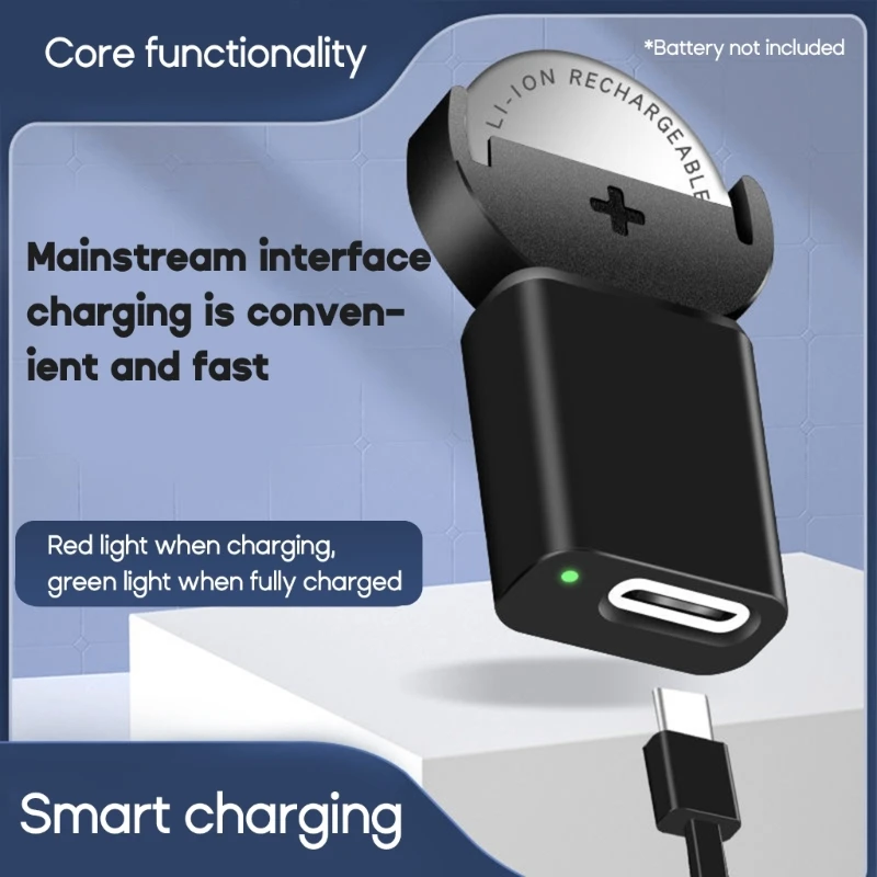 USB c Rechargeable Li-Ion Coin Button Cells for LIR2032,LIR1632,LIR2025,LIR2016,LIR2032H Batteries Power