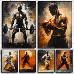Graffiti Karate Martial Art Boxing Gym Sports Poster Canvas Painting Wall Picture Modern Gym Martial Arts Room Home Decor Gifts