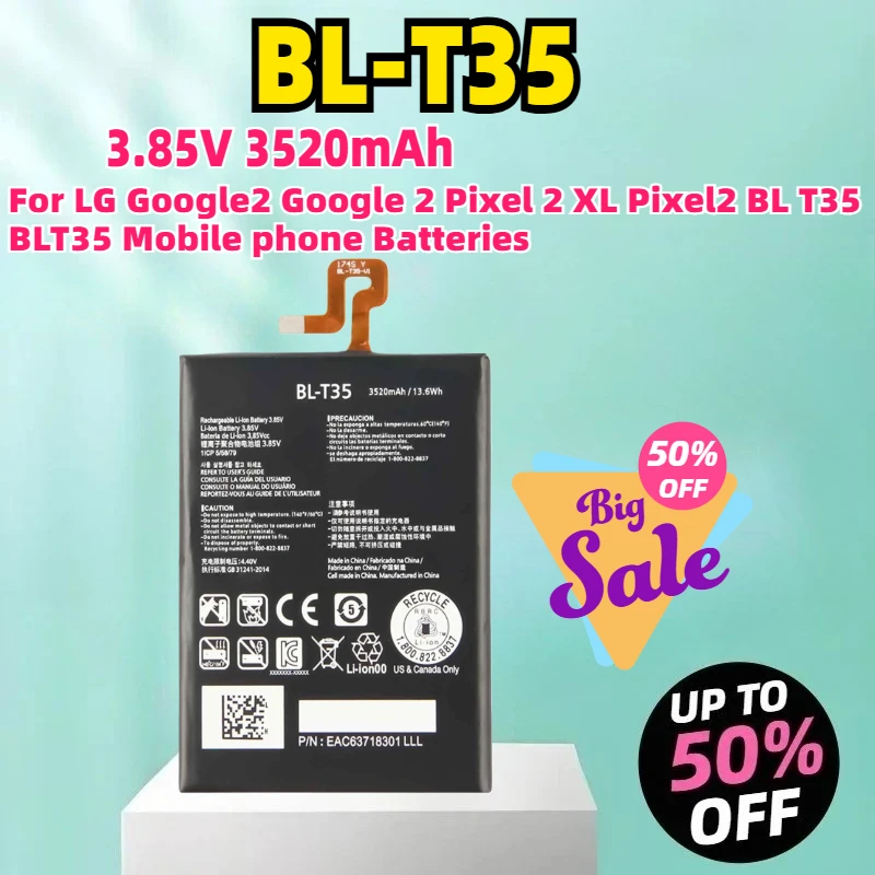 

BL-T35 3.85V 3520mAh Replacement Battery For LG Google2 Google 2 Pixel 2 XL Pixel2 BL T35 BLT35 Mobile phone Batteries