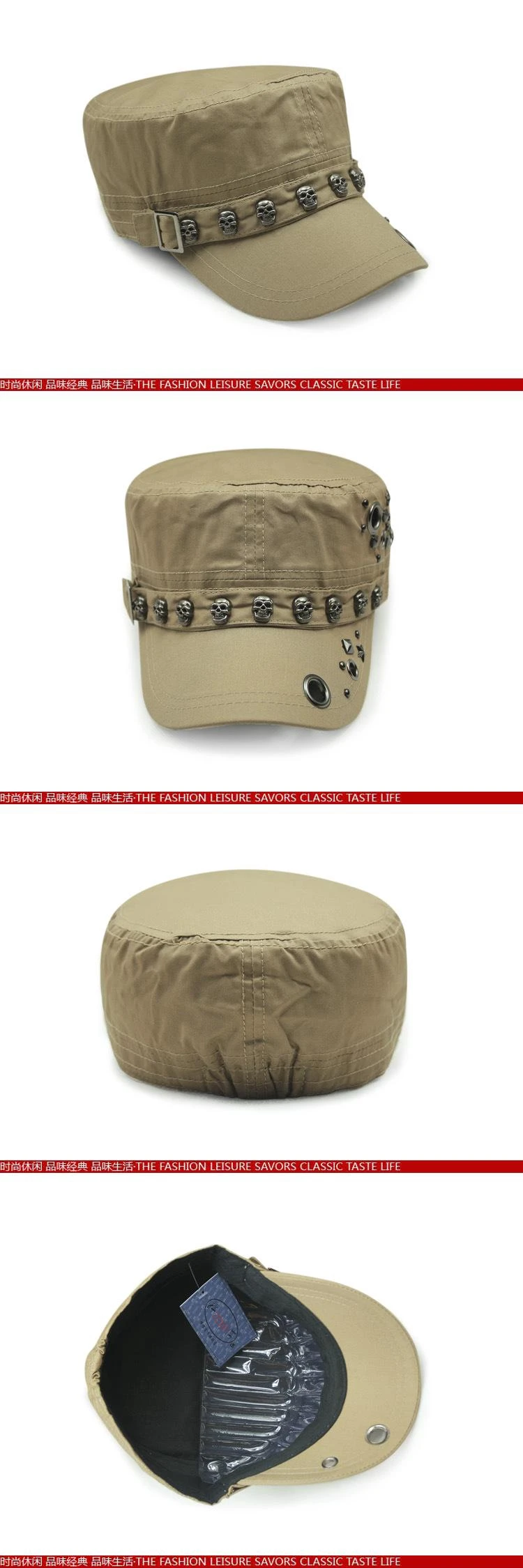 Männer Frauen Baseball Kappe Schädel Niet Flache Top Großen Kopf Hut Outdoor Freizeit Hüte Hip Hop High Street Tanzen K-pop – Detail 37