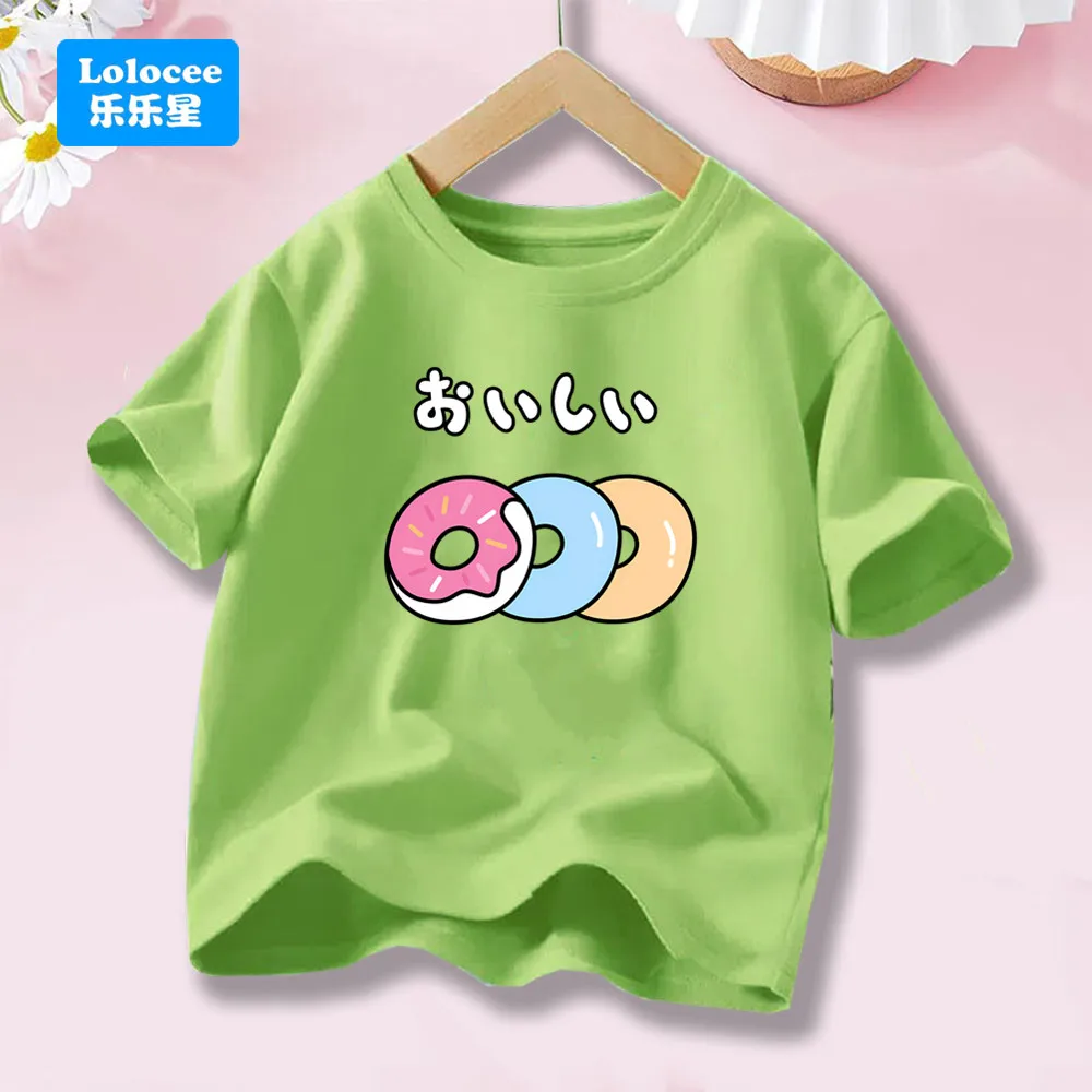 Donuts Drucken Nette Kinder T Shirt Mädchen Mode Kurzarm T-shirts Shirts Lustige Kinder Casual Tops Outfit TTQ1