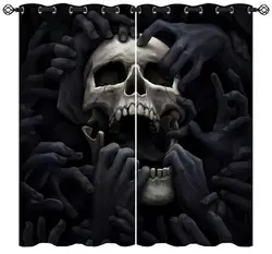 Funny Skull Blackout Curtains Hilarious Skeleton Print Living Room Window Drapes Kids Boys Bedroom High Blackout Curtain 2 Pcs