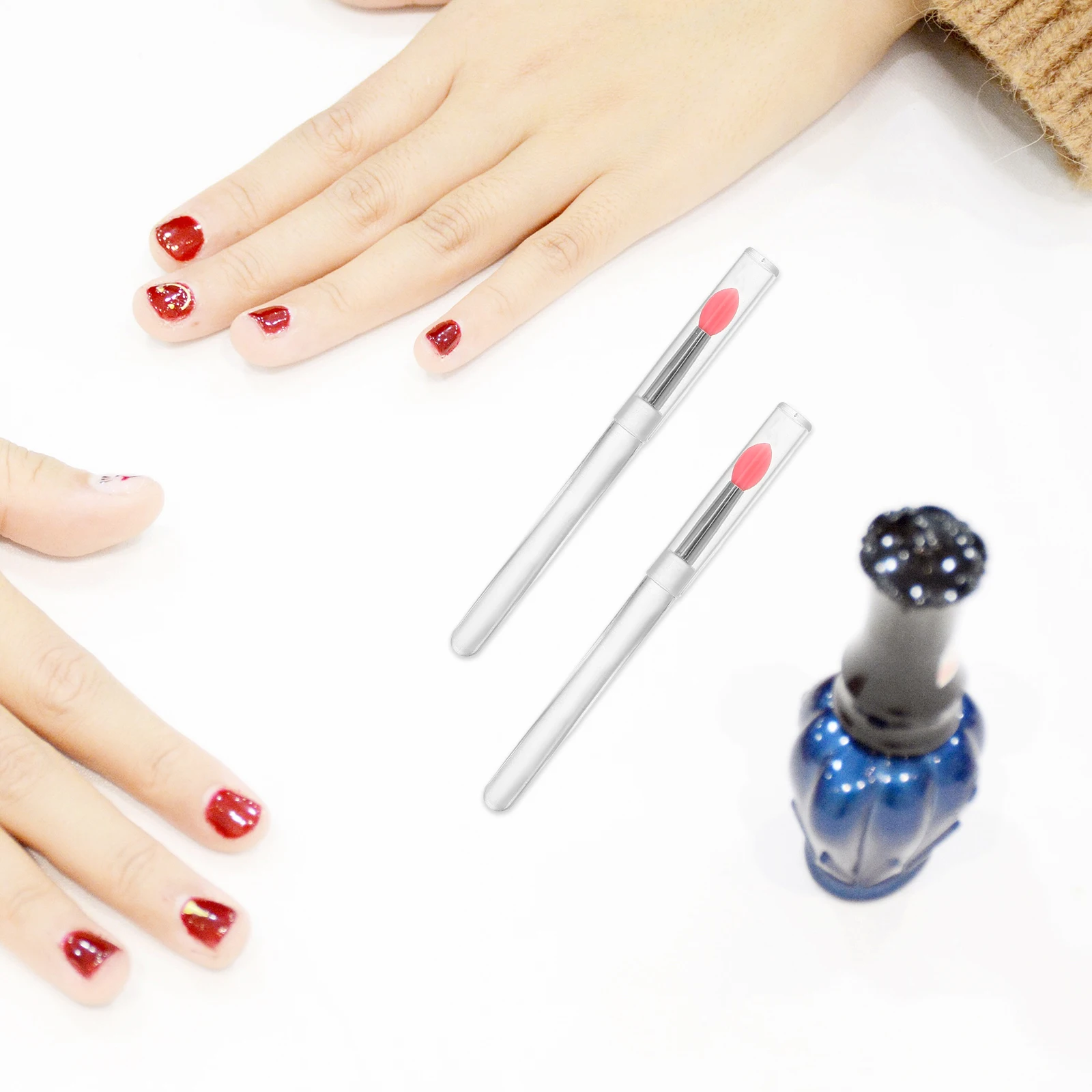 

10Pcs Soft Comfortable Transparent Silicone Nail Art Brushes Kit Easy to Use for Dazzling Mirror Effect DIY Crafts