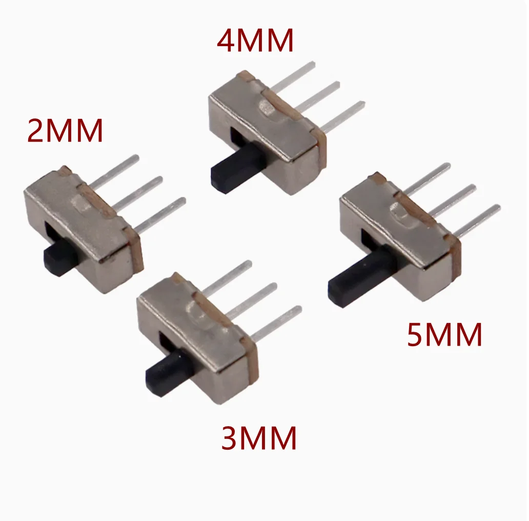 20 قطعة SS12D00 مقاطعة على الخروج مفتاح منزلق صغير 3pin 1P2T 2 موقف عالية الجودة تبديل التبديل طول المقبض: 2 مللي متر/3 مللي متر/4 مللي متر/5 مللي متر