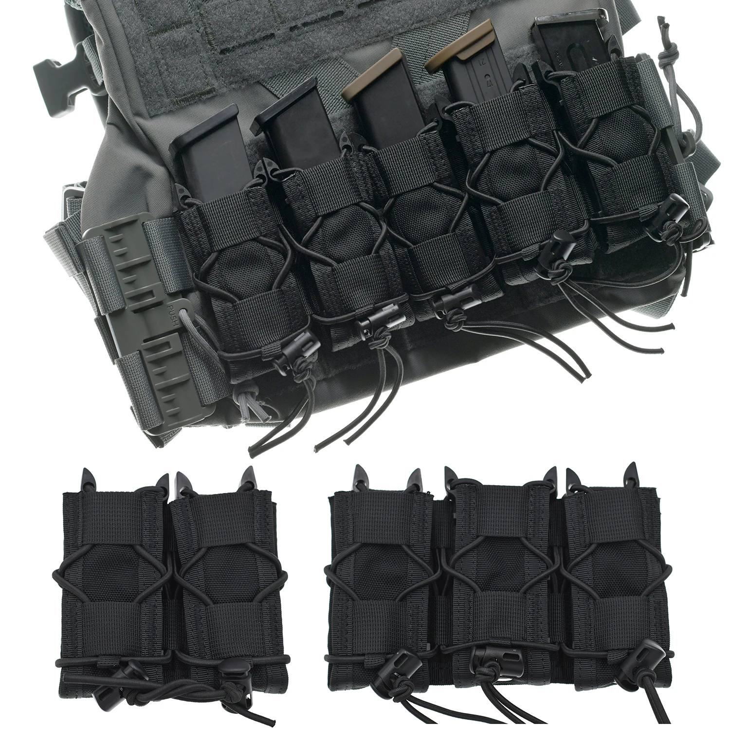 TACGEAR Double Triple Molle Mag Pouch Pistol Magazine Carrier cartridge for 9mm .40 .45ACP Handgun Magazines EDC Airsoft