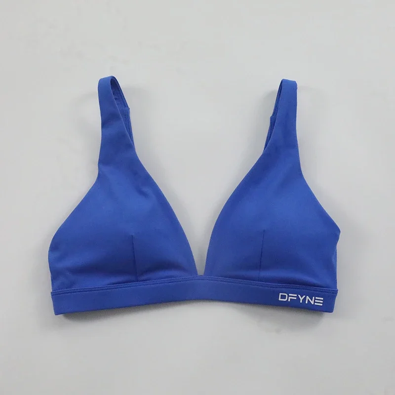 Dfyne Origin Minimal Sports Bra for Women Fitness Gym Athletic V-Neck Triangle Bra Buttery Soft Open Back Padded Yoga Top