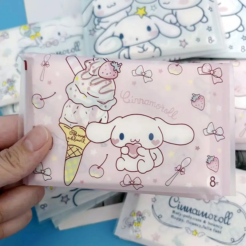 Sanrio Cinnamoroll Tissue Printing Handkerchief Tissue Leather Clip-on Outdoor Portable Paper Facial Napkin for Girls Students