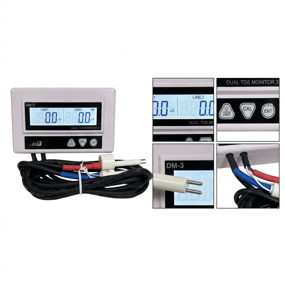 Dual Channel Water Conductivity Meter for RO Systems Hydroponics Aquarium Use Compact Size 116x70x19mm Metal Housing