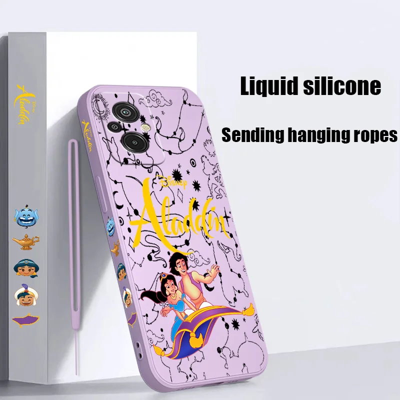 Disney Handsome Aladdin Liquid Left Rope Phone Case For Redmi 6 7 8 9 10 11 12 13 K30 40 50 60 AT X A1 Ultra Pro Soft Cover Capa
