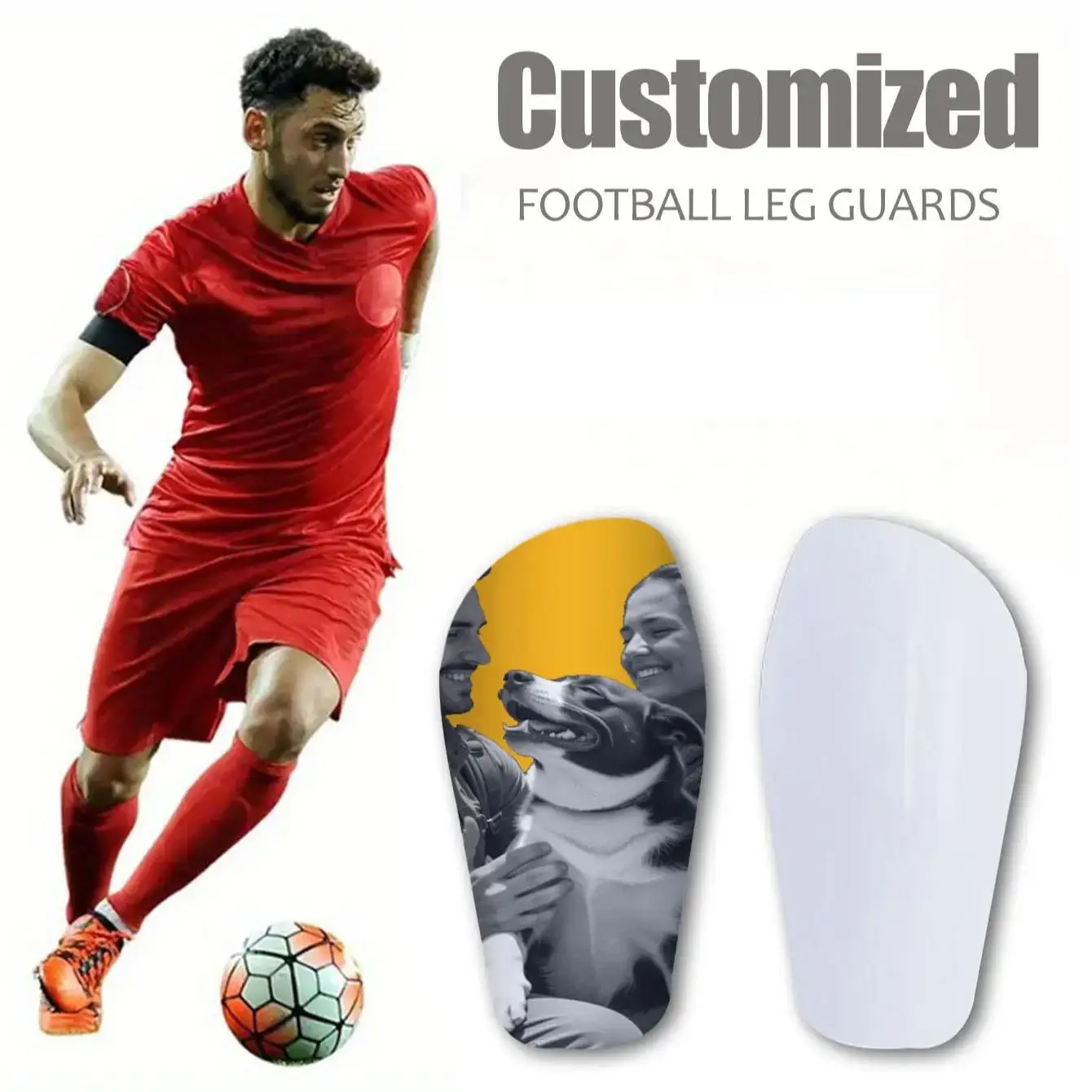 Customized Photo Shin Guards (1 Pair) - Lightweight Sturdy Pe Boards + Eva Cushioning, Skin-Friendly & Comfortable for Sports