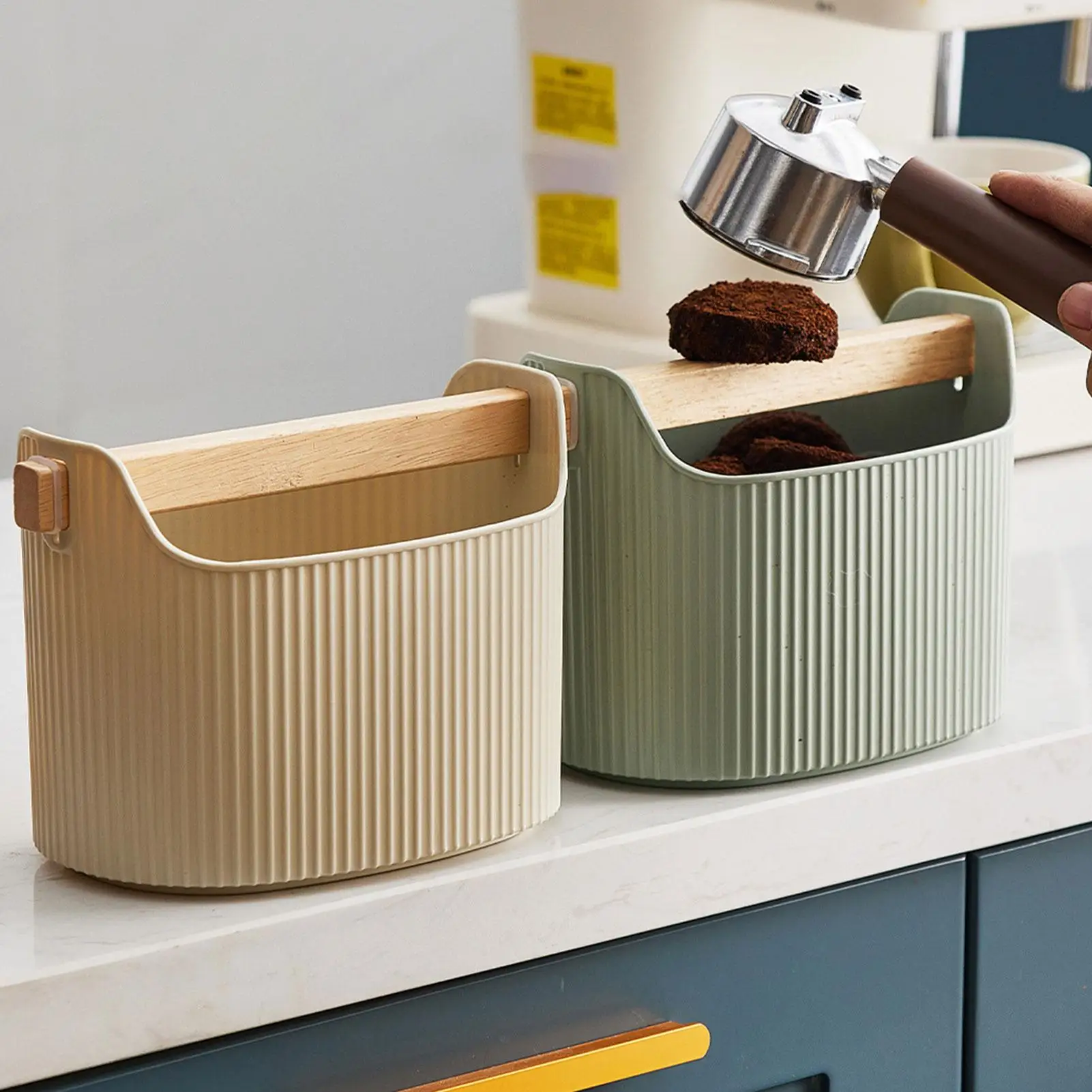 Espresso Dump Bin Removable Espresso Bucket Shock-Absorbent Coffee Knock Box Anti-slip Espresso Dump Bin Coffee Ground Dump Bin