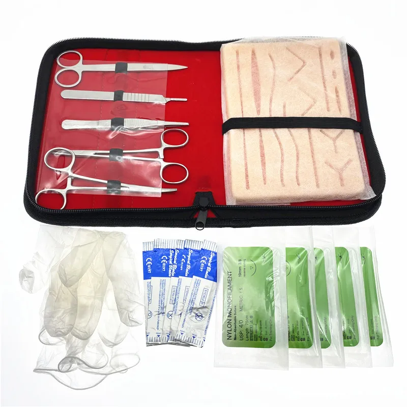 1set Surgical Suture Training Kit Skin Operate Suture Practice Model wound Training Pad Needle Scissors Kit Teaching equipment