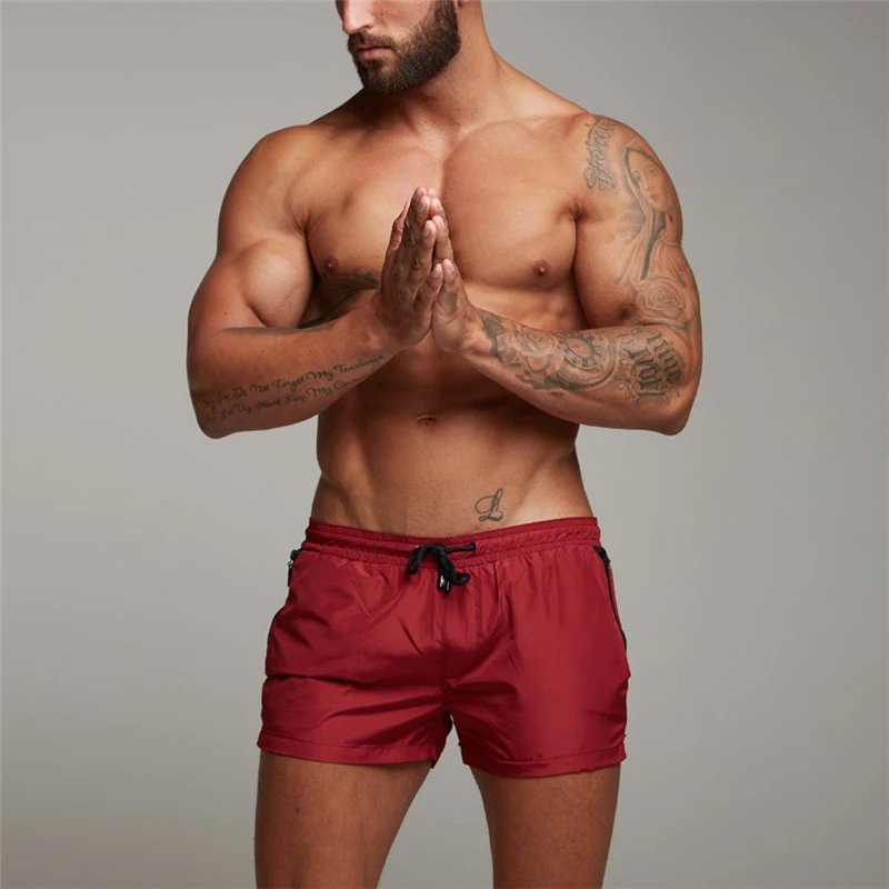 New Quick Dry Board Shorts for Men Summer Casual Active Sexy Beach Surf Swimi Shorts Man Fitness Gym Shorts with Zipper Pocket