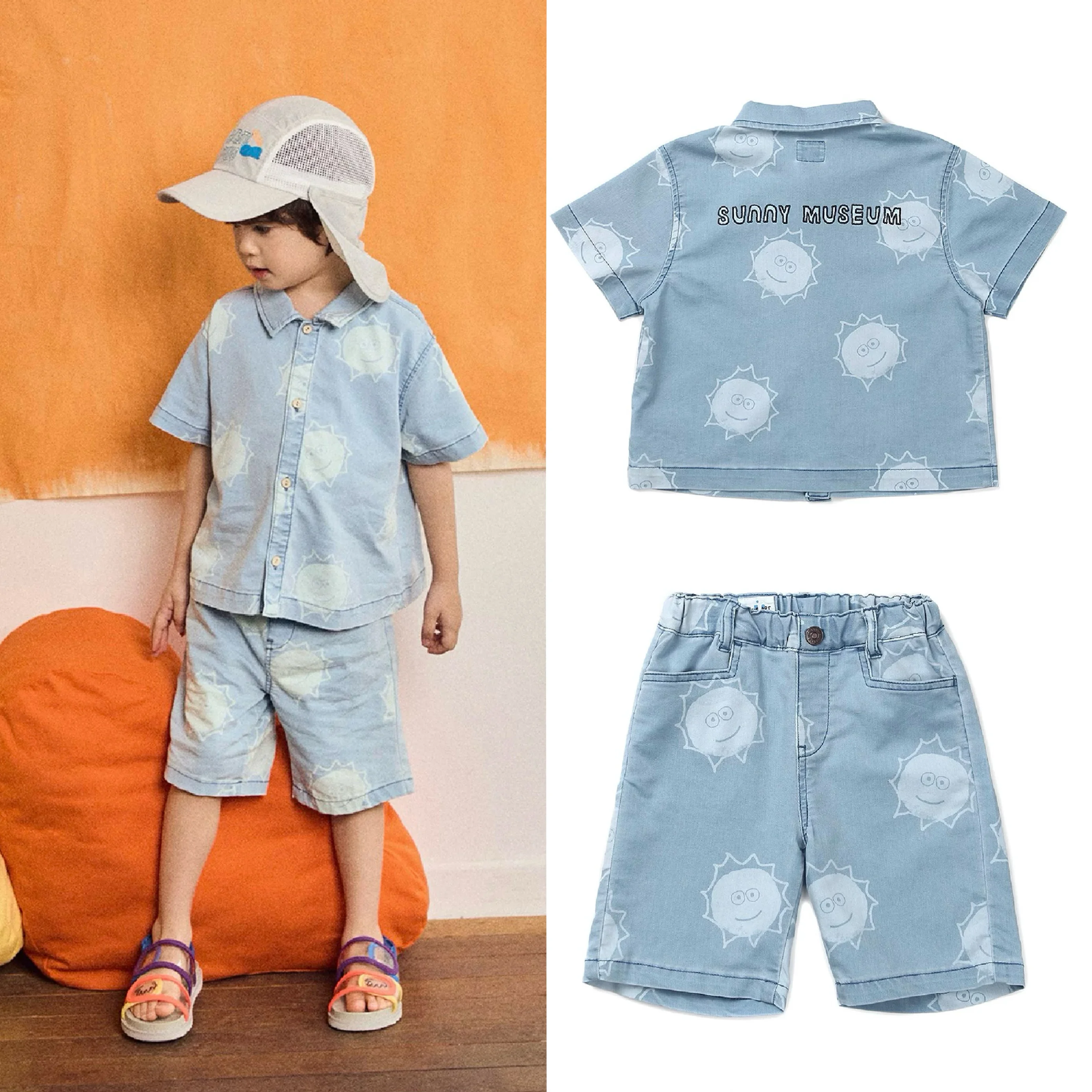 

Soft Thin Denim Shirt Casual Loose Jeans Children's Fashionable Casual Set Unisex Kids' Clothing Comfortable Breathable Material
