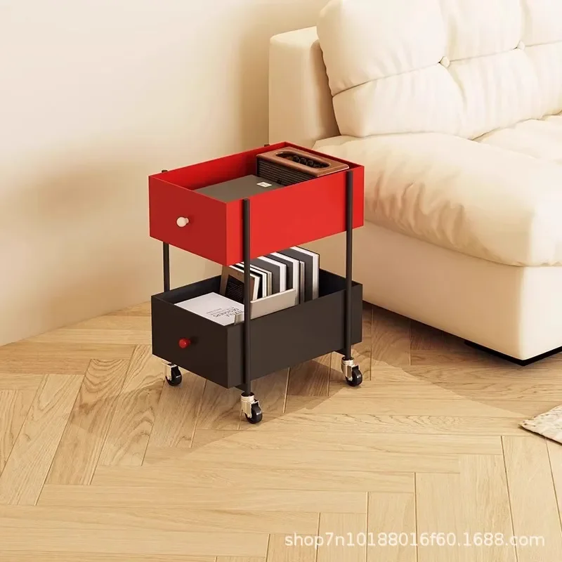 Modern Rolling Storage Cart with Removable Side Shelves for Living Room Kitchen Snack Organizer Multi Layer Mobile Rack