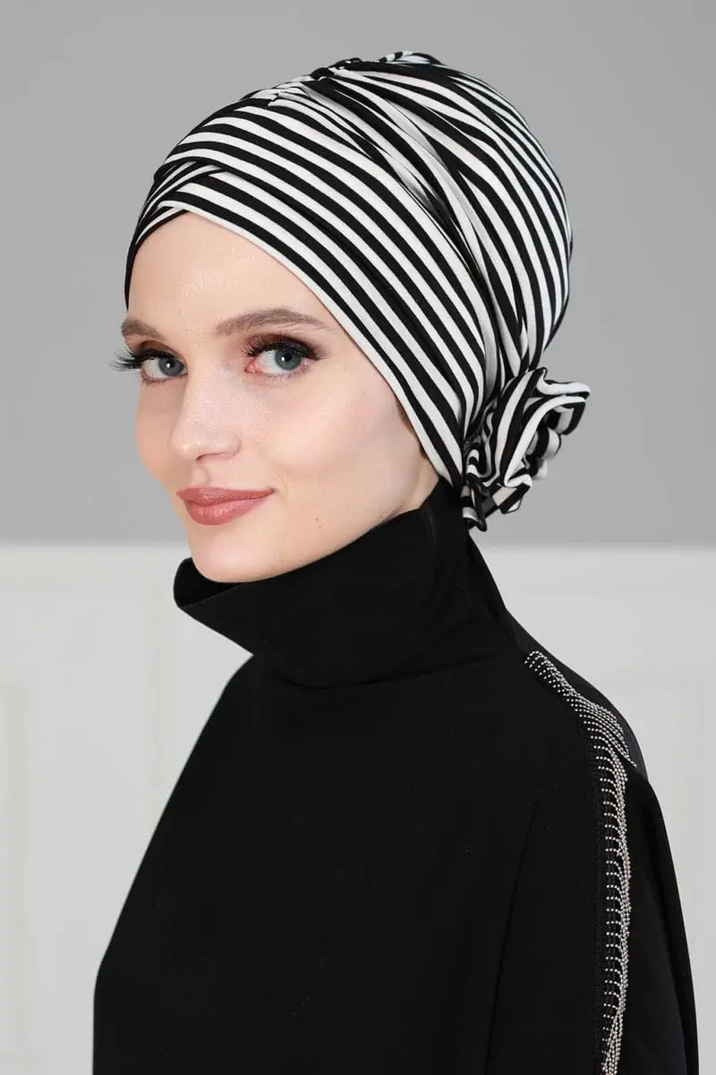 Cross rose striped Bone black