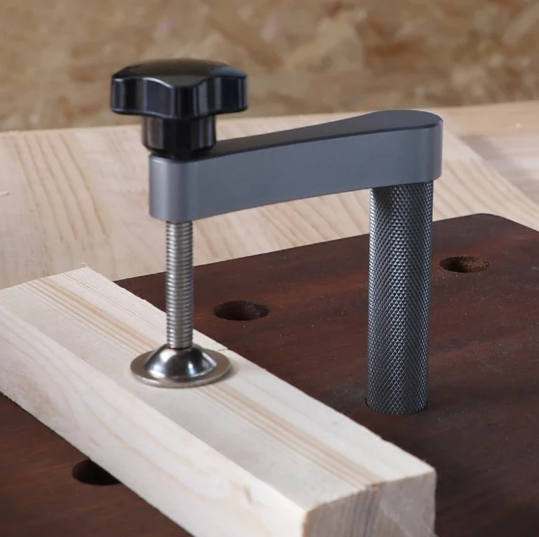 for Woodworking Tool Bench Dog Clamp，19mm/20mm Holdfast Dog Hole Clamp，Adjustable MFT Table Stainless Steel Securing Down Clamps