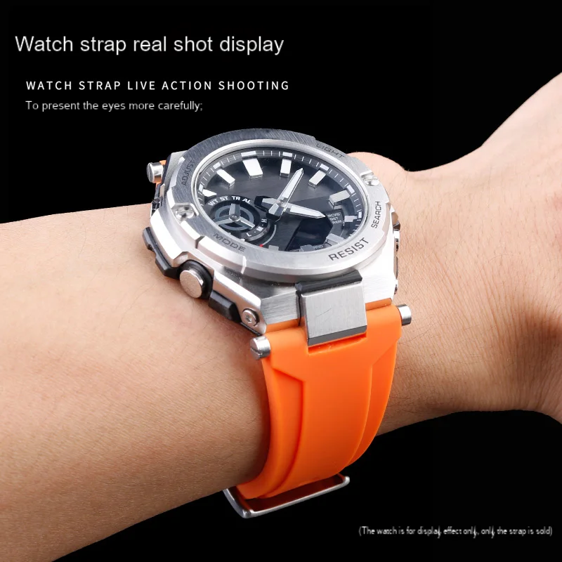For G-SHOCK GST-B500 silicone strap concave Casio GSTB500 G-steel watchband multi-color optional waterproof strap watch bracelet