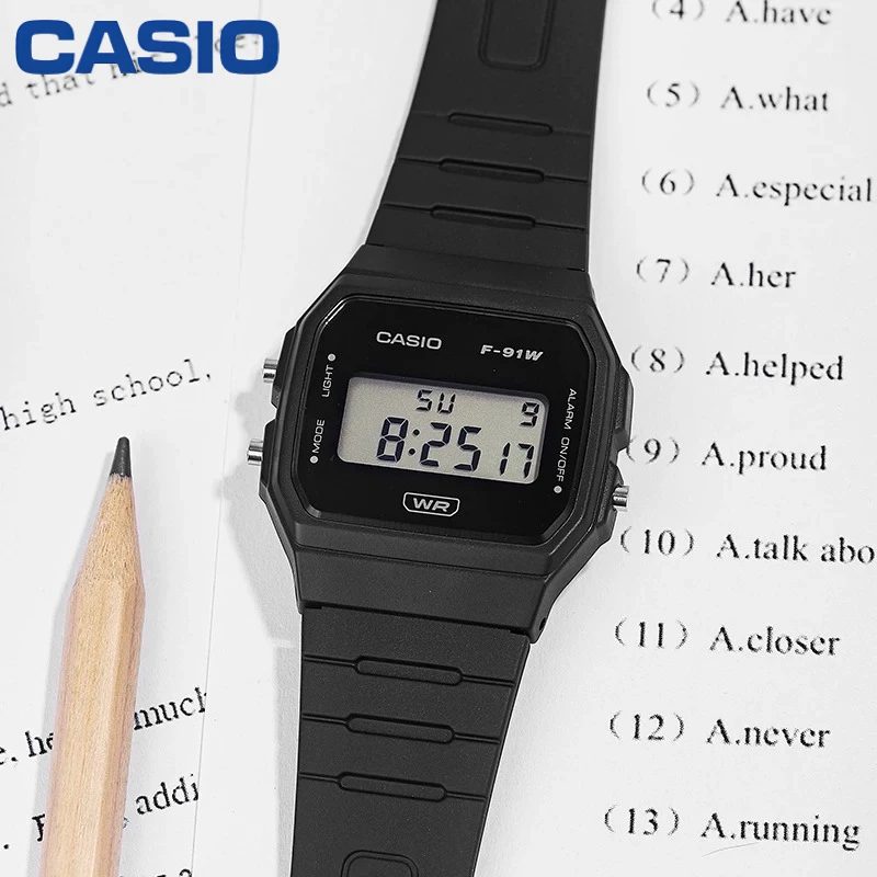 Casio F‑91WB‑1A Multi‑Function Men Digital Watch Alarm Stopwatch 30M WR Bio‑based Resin Strap Daily Business Watch