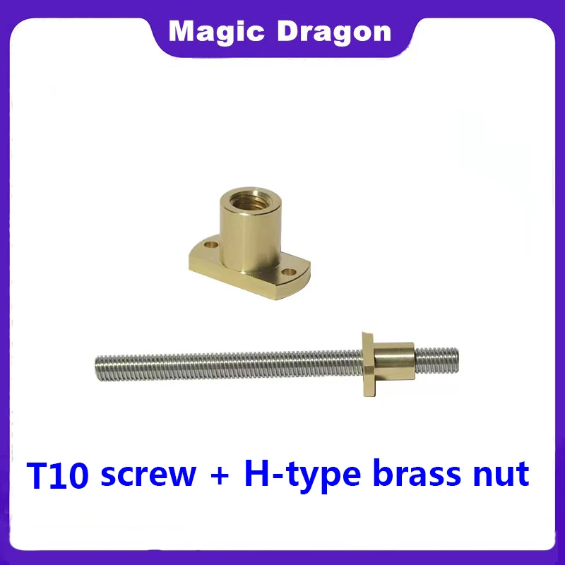 

Stainless Steel CNC 3D Printer T10 Lead Screw Thread 10mm Lead 10mm Length 100mm To 1000mm With Type H Brass Nut (Flange Nut)