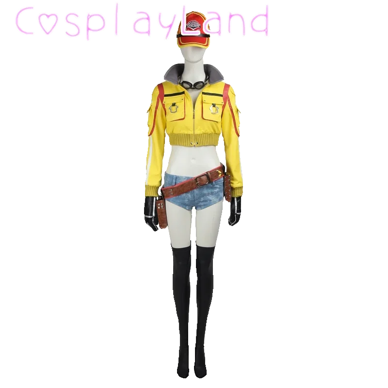 FF15 Cindy Aurum Cosplay Costume FFXV Cindy Jacket Coat Hat Shorts Belt Boots Full Set and Individual Items Are Sold Women Suit