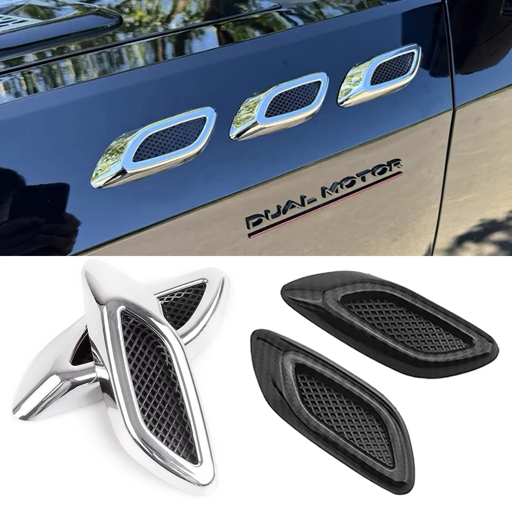 2/6 قطعة سيارة درابزين تقليم مدخل الزخرفية العالمي السيارات هود الديكور غطاء السيارات تدفق الهواء الوفير الجانب تنفيس ملصق مائي اكسسوارات #1