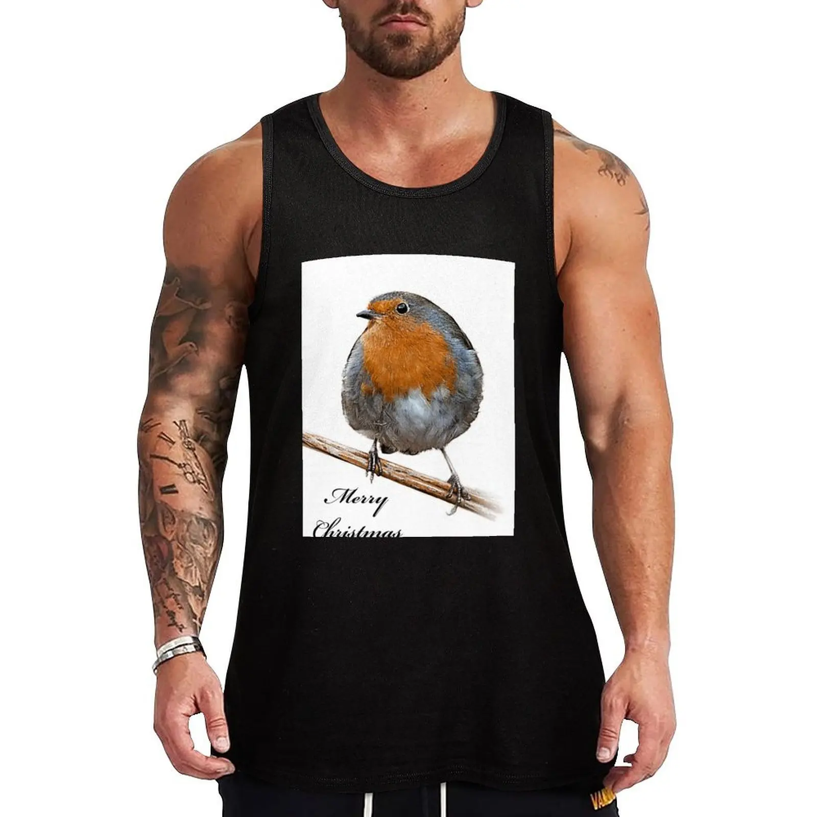 Christmas Robin red breast wildlife bird Tank Top Casual Everyday Tank Top Soft Loose Sleeveless Shirt