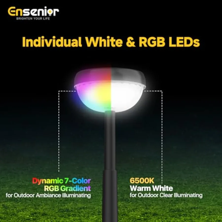 Solar Pathway Lights IP65 Waterproof, RGB Color Changing and 6500K, 8-16Hr Runtime, Flower Pattern Garden Lights for Walkway Po