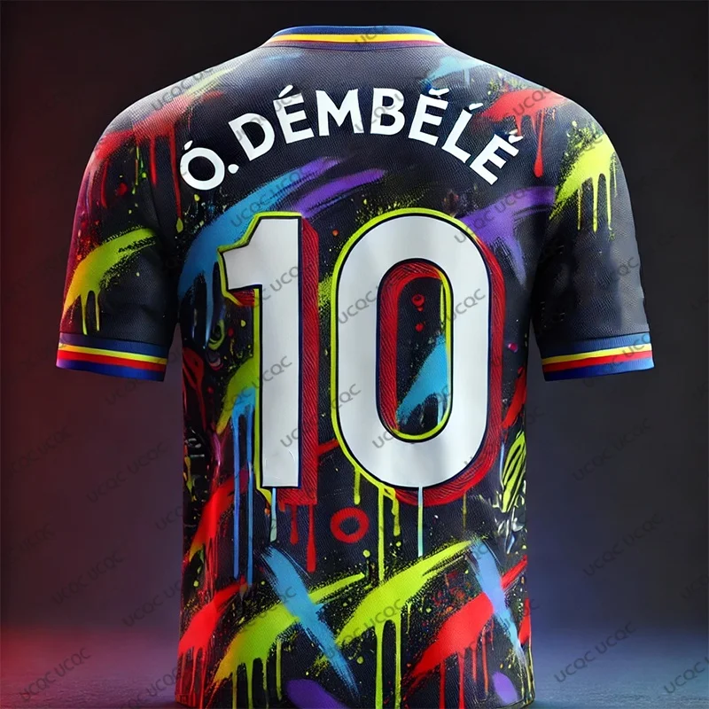 2025 طبعة خاصة Dembele No.10 كرة القدم جيرسي التدريب موحدة تنفس كبيرة الحجم للجنسين التدريب التي شيرت طفل/الكبار