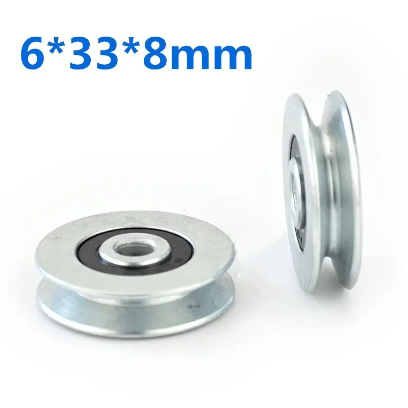 

10PC V Groove Bearing round Pulley 6x33x8mm Steel Wire Line Lifting Guide Wheel Mechanical Rolling Pulley for Lifting Lines