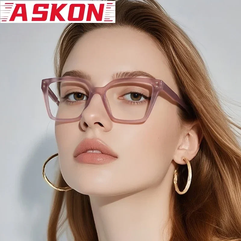 ASKON 2027 New Retro Square Cat Eye Women Glasses Fashion Trend Eyewear Ultra Light Small Size Simple TR90 Eyeglasses Frame 8227
