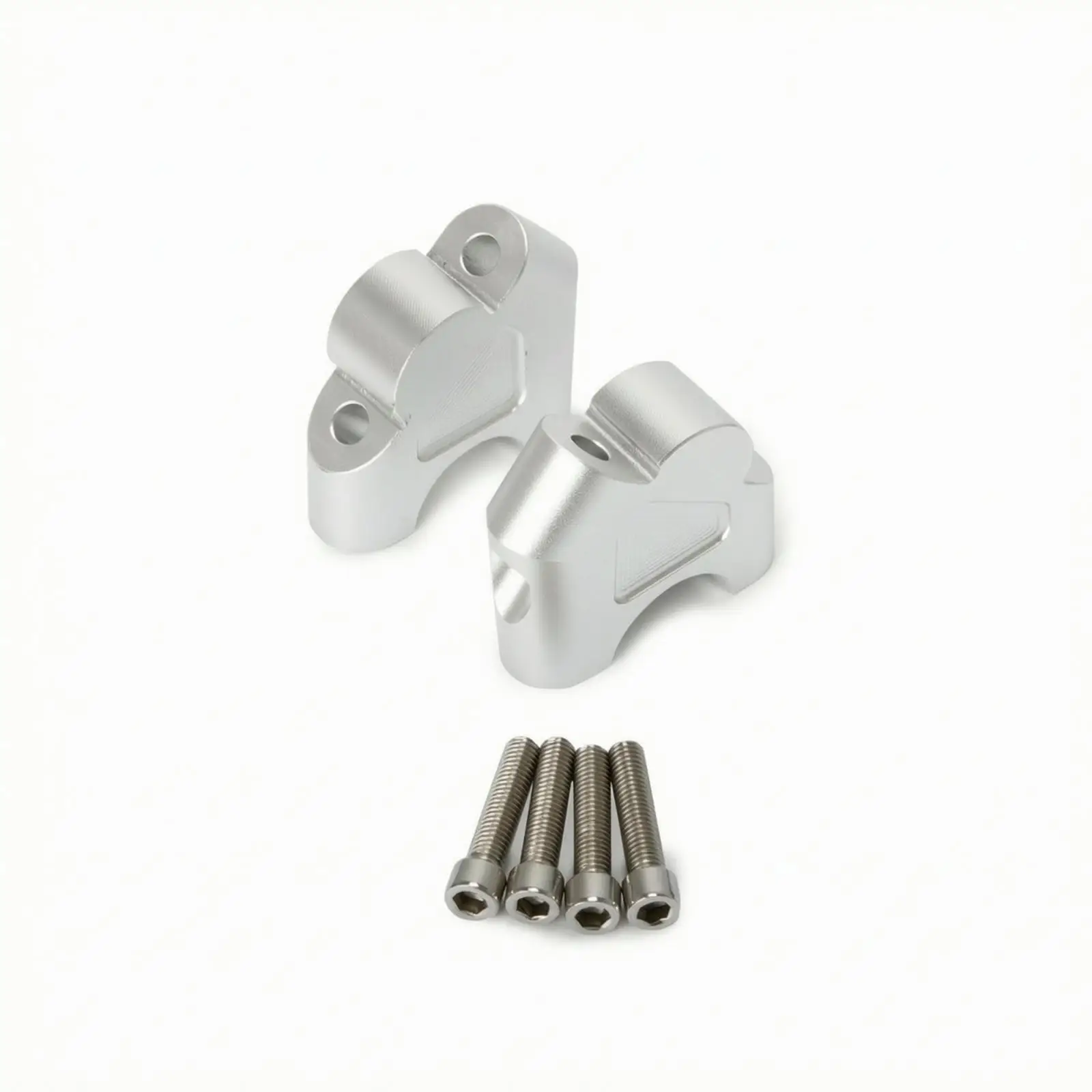 Motorbike Handlebar Riser Pair Sandblasted Anodized Silver for Adventure Touring Ergonomic Setup