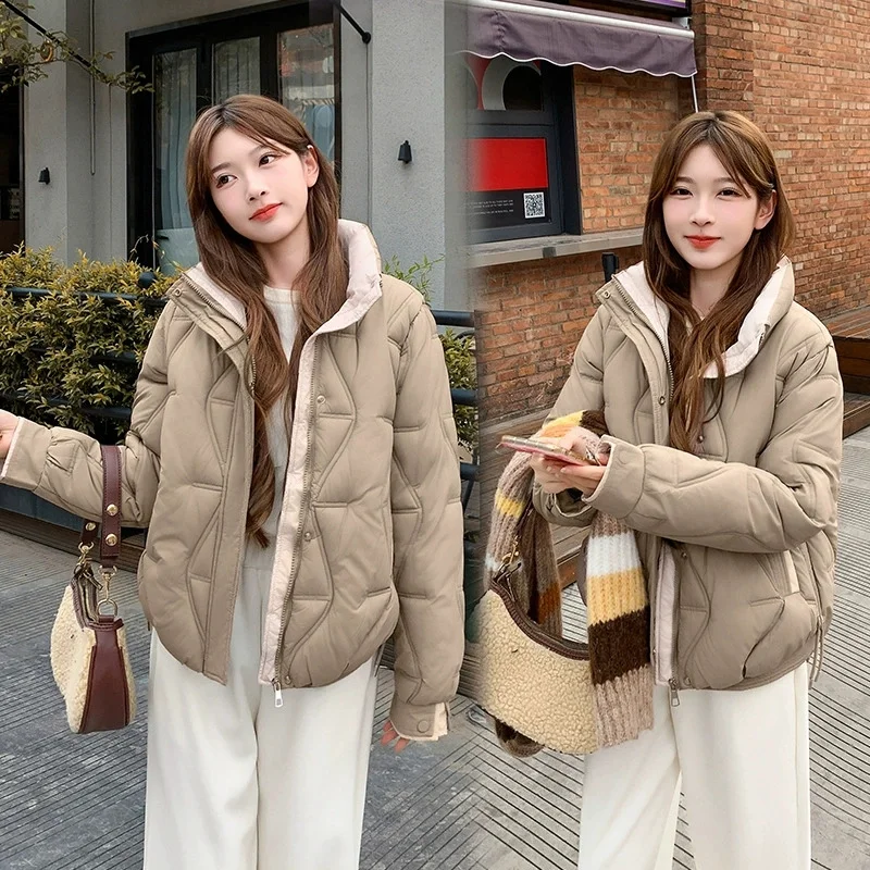 2025 veste courte hiver courte doudoune femmes vêtements coton rembourré manteaux chaud col montant manteau pain vestes