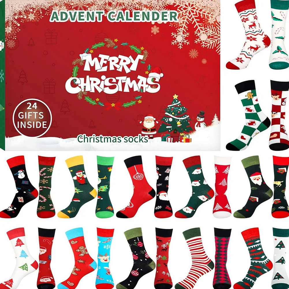 Christmas Socks Advent Calendar Funny Christmas Socks 24 Days Of Advent Box Socks Different Christmas Patterns 12 Pair Socks