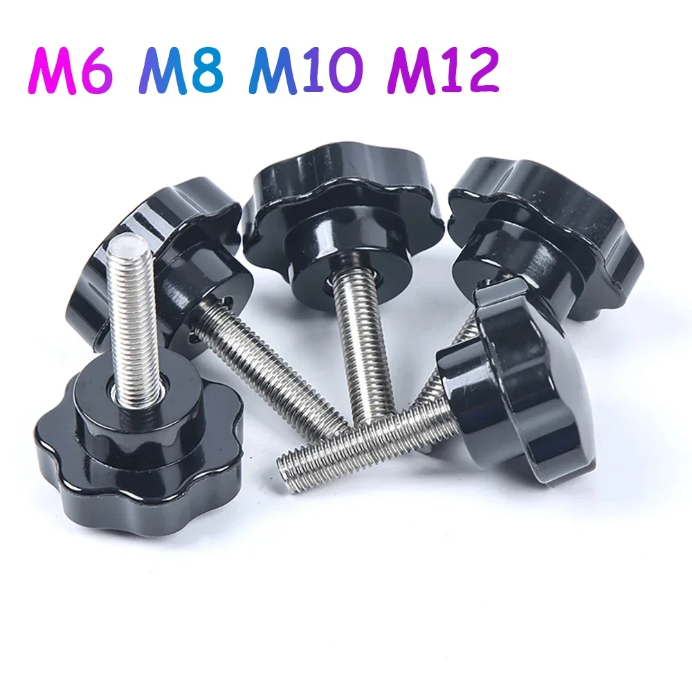 

304 Stainless Steel Plum Handle Screw Star Shape Thread Clamping Handle Bolt Bakelite Hand Knob Tightening Screw M6 M8 M10 M12