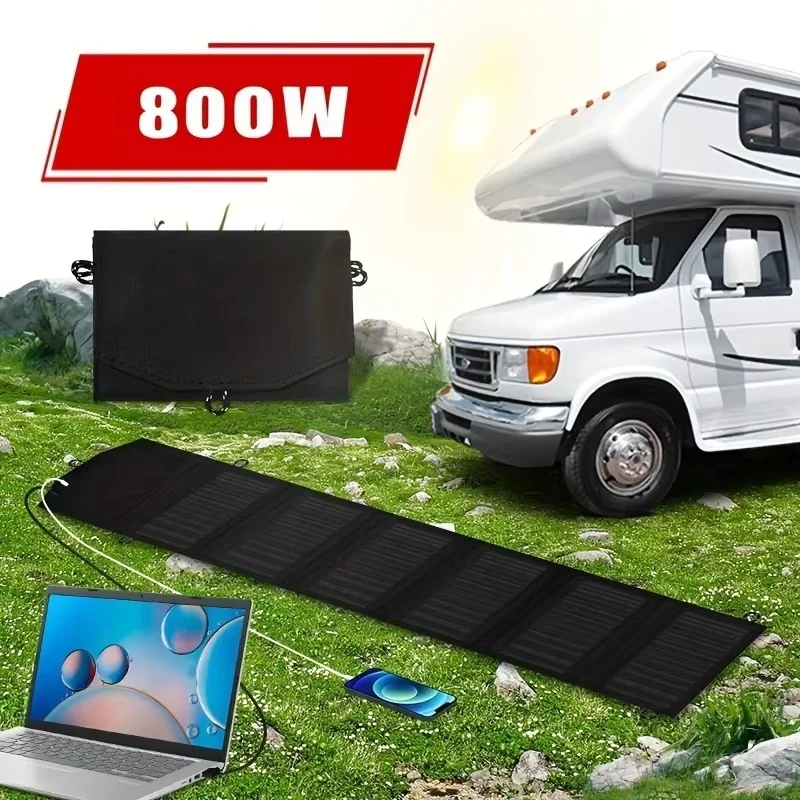 800W Solar Panel Waterproof Dual USB Foldable Suspension Portable Camping Storage Kit Is Perfect for RV Travel and Outdoor Hikin