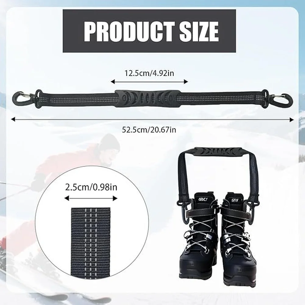 Nylon Heavy Duty Ski Boot Carrying Straps 2 Pack with 360 Degree Rotating Buckle for Snowboard Inline and Ice Skates