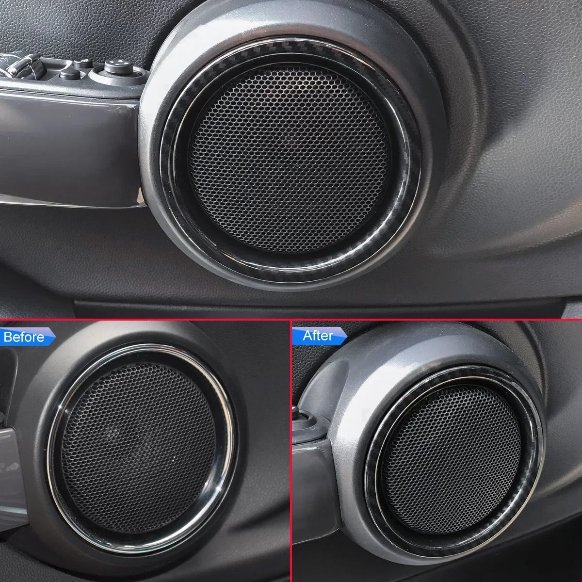 2x Speaker Ring For Mini Cooper F56 F57 Hatch/Cabrio Carbon Fiber Interior Door Loudspeaker Cover Surrounds Accessories