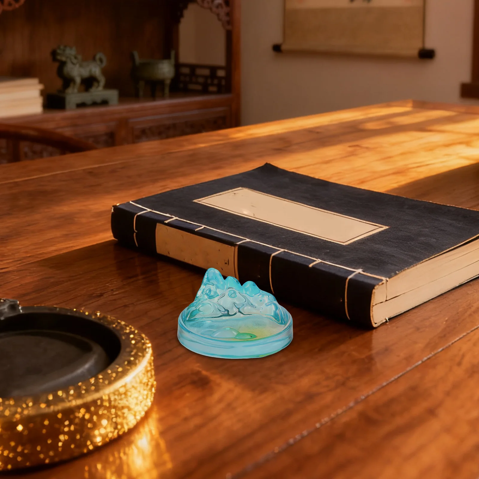 

Glass Ink Dish Round Stable Calligraphy Inkwell Dish Brush Rest Holder Painting Supplies Storage Stand for Chinese Calligraphy